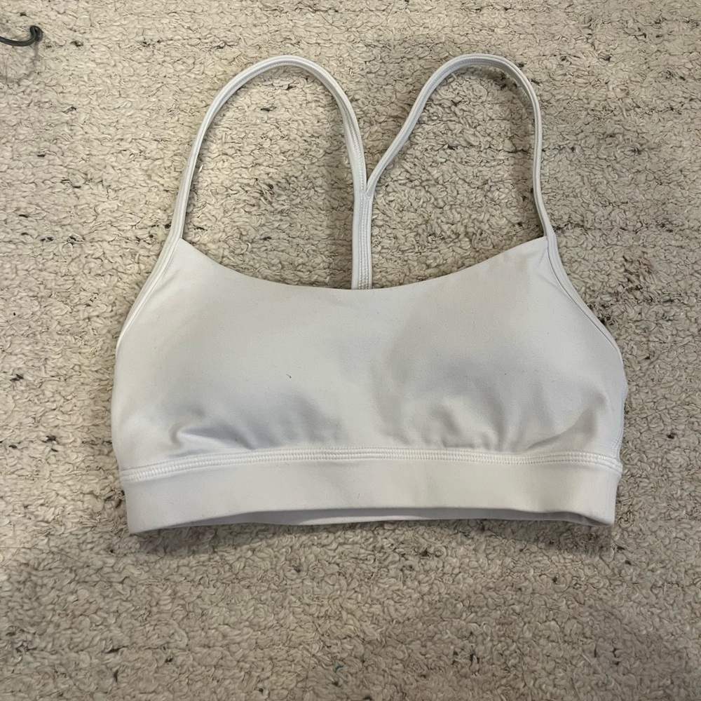 White Lululemon Flow Y Sports Bra